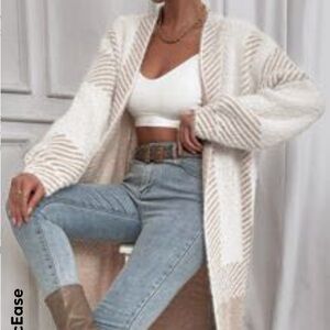 Cream & Tan Plaid Cardigan